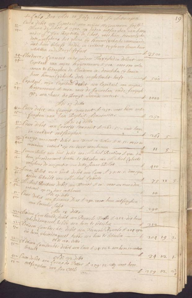 Het verzonnen huwelijk met Maria de Schot in het oefenjournaal van Balthasar III Moretus (MPM Arch. 506, p. 19)