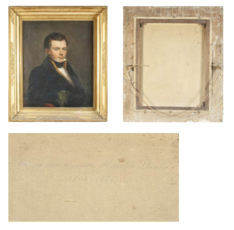 Geschilderd portret gezien van de voor- en achterzijd