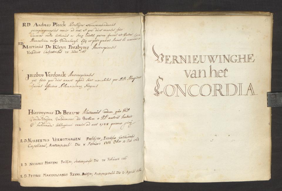 Laatste pagina van de ledenlijst van de broederschap ‘Concordia’ 