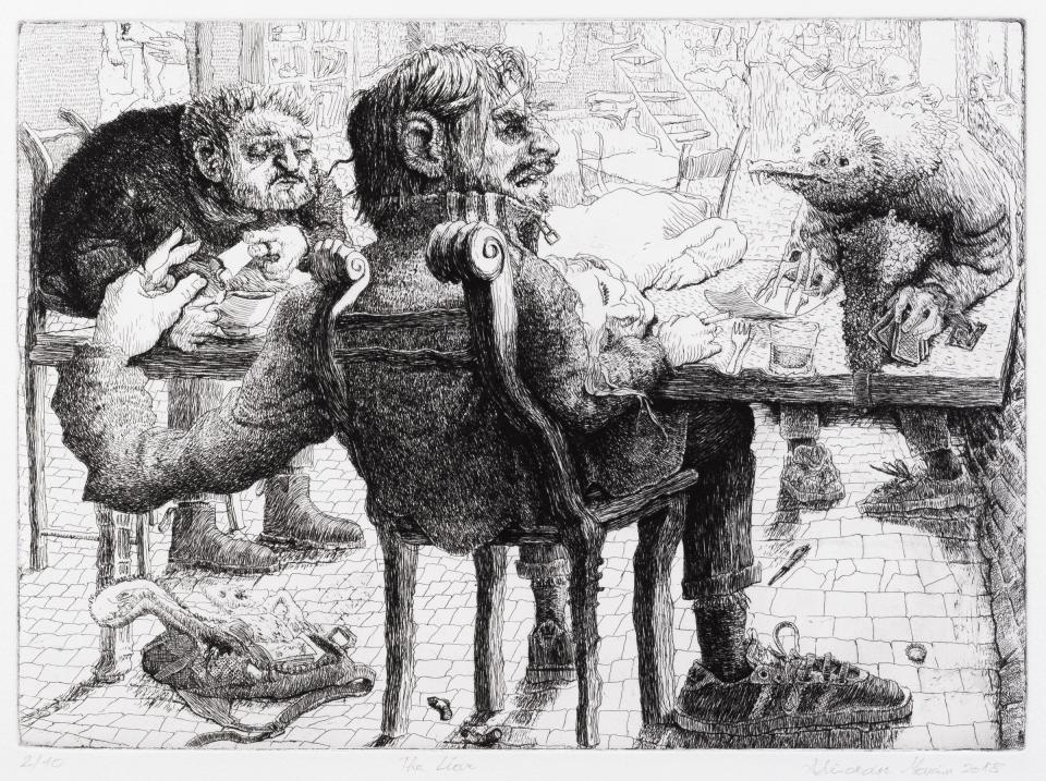 The liar, ets op papier, 415 x 615