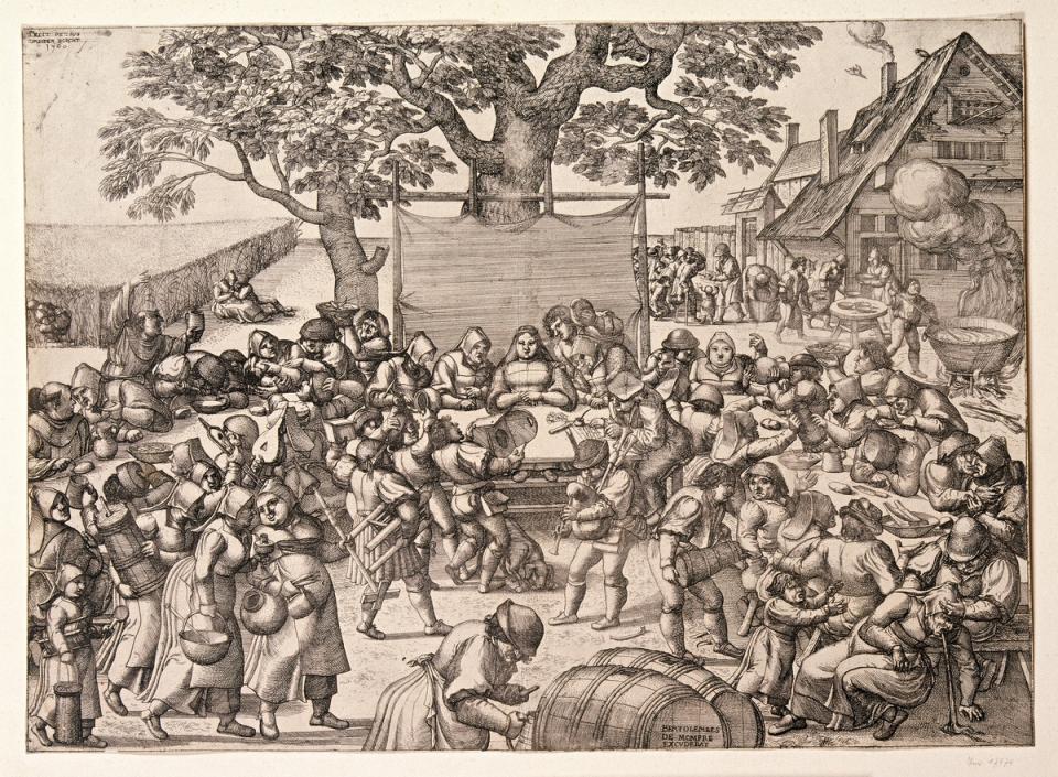 Boerenbruiloft, Pieter van der Borcht - Bartholomeus de Momper, 1530-1611