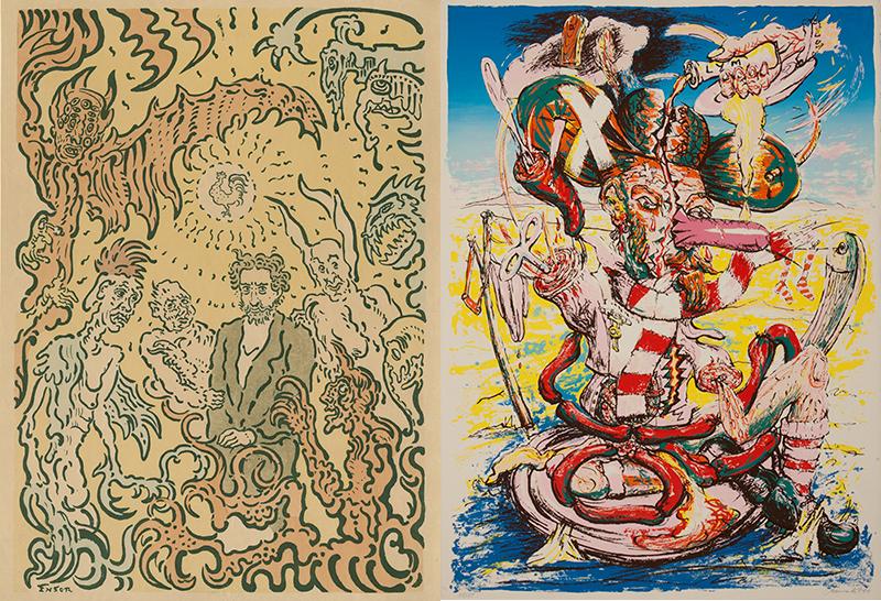 James Ensor, Duivels die mij sarren, 1898 - Fred Bervoets, De trouwe supporter, 1977