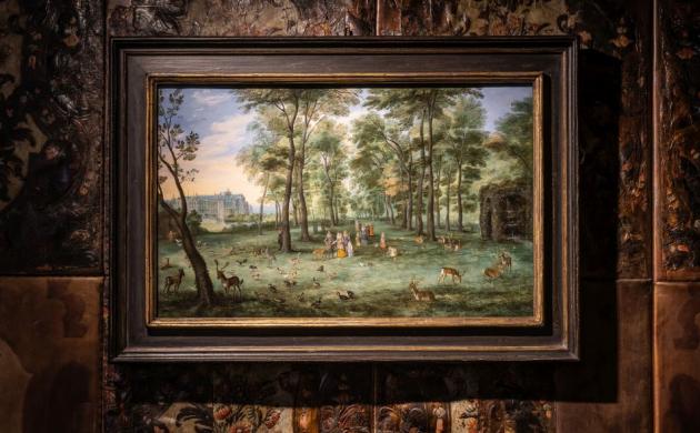 De aartshertogen Albrecht en Isabella in de tuin van hun kasteel op de Coudenberg te Brussel, Jan I Brueghel