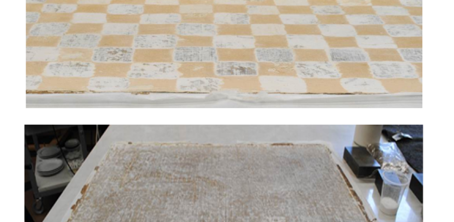 Achterzijde van schilderij wordt gerestaureerd